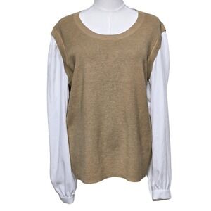 Karl Lagerfeld‎ Sweater Womens Large Layered Knit Pullover Long Sleeve Top